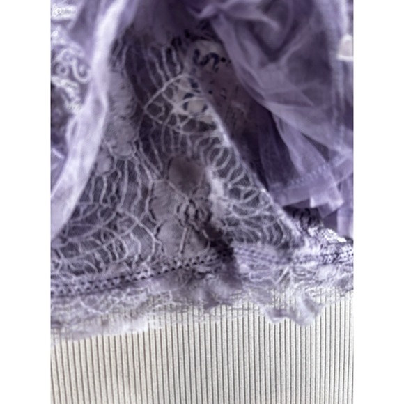 Free People In The Clouds Lace Ruffle Tiered Tank Top Purple Coquette XS NWT - Picture 4 of 12